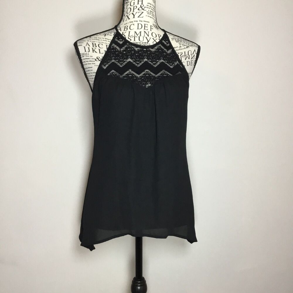 Candies cami lace back top lace floaty sheer asymmetrical hankerchief hem XS